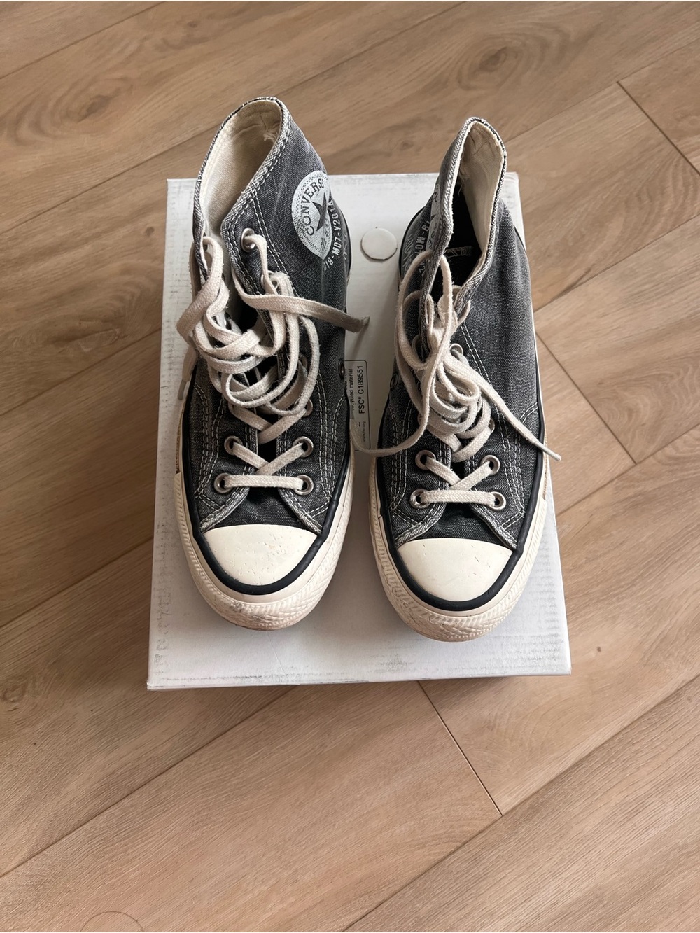 Converse High Top Sneakers - Charcoal and Off-White players name